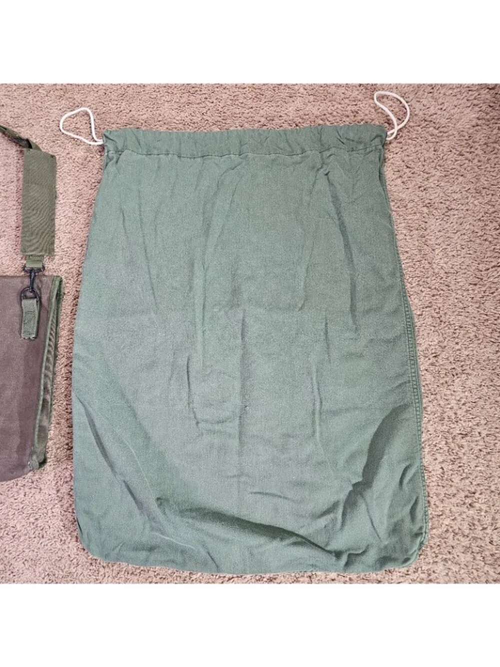 US Army Canvas Laundry Bag and Personal Effects Shoulder Pouch Lot Vintage 80s